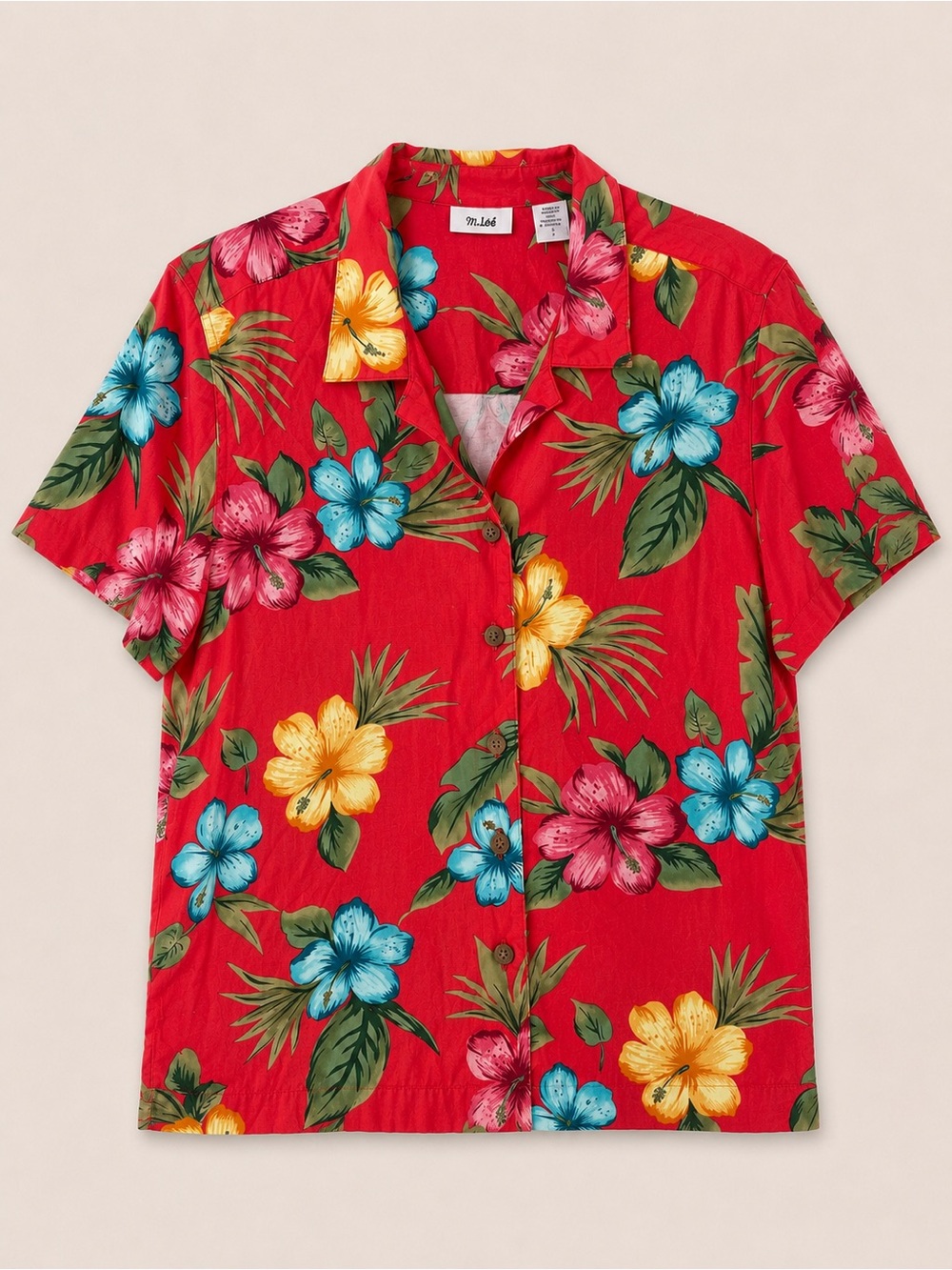 Ms. Lee Vintage Hawaiian Tropical Floral Rayon Button-Up Shirt | Women’s Size L